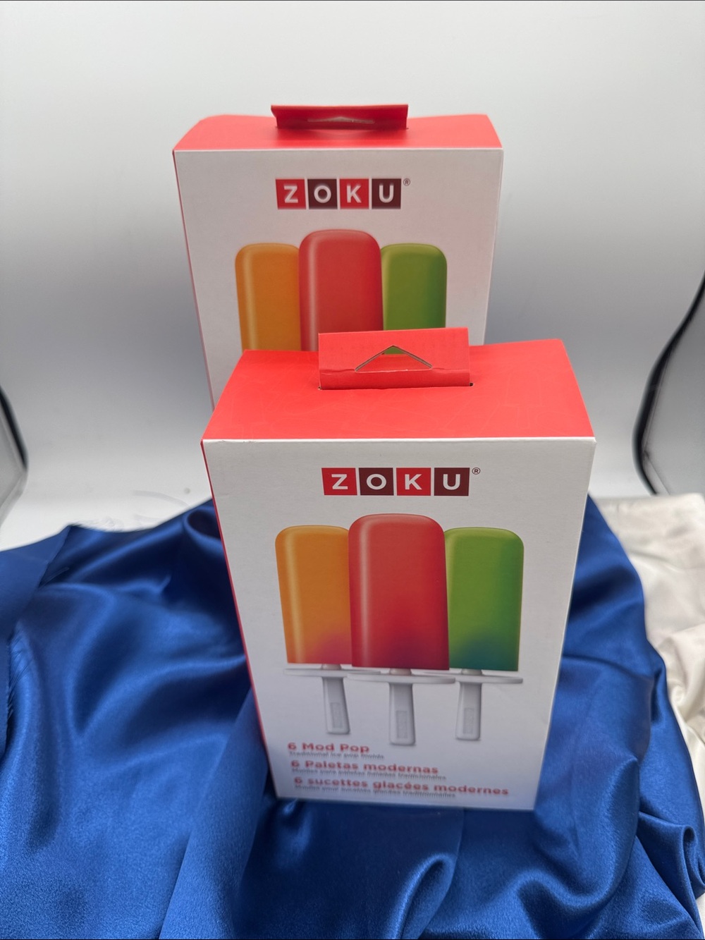 2 packages- ZOKU 6 Mod Pop Ice Pop Molds - Orange, Red, Green; NIB
